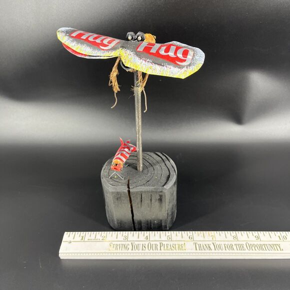 Whimsical Handmade Folk Tramp Art Tin Can Metal Sculpture Insect Hug Bug Figures - Picture 6 of 16